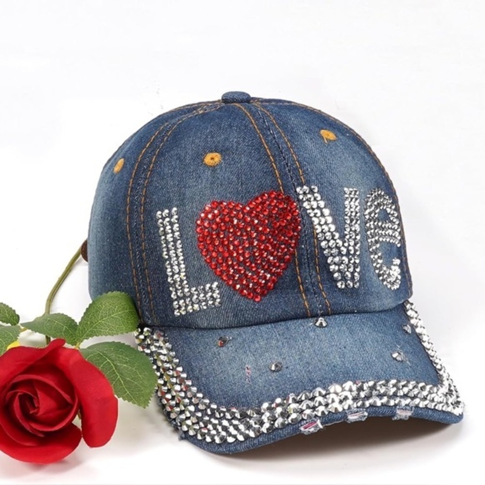 NWT LOVE Jewel Studded Baseball Cap